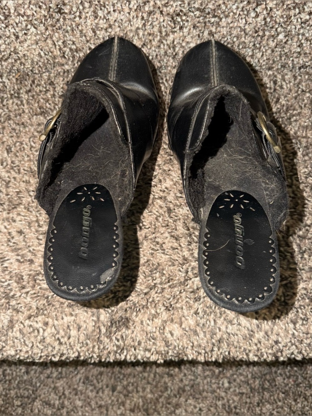 VTG Bongo Women’s Boho Buckle Studded Black Clogs Wedge Heel Size 6 1/2 90s Y2K - Picture 4 of 5